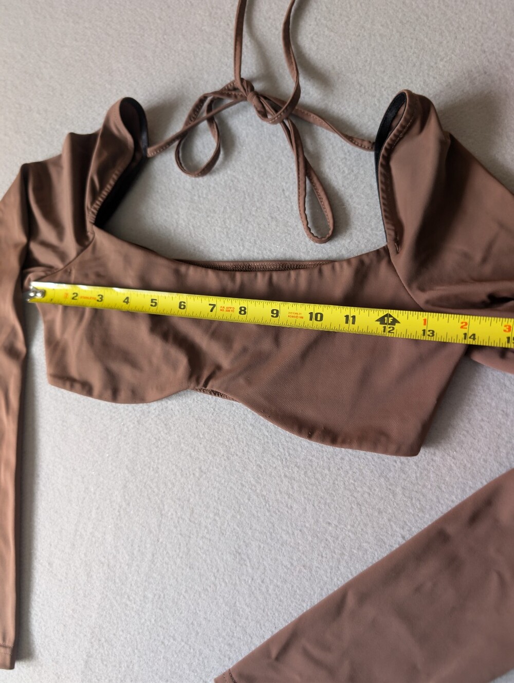 Chocolate Brown Club Core Long Sleeve Cropped Bustier Top Tie Back Sexy Sz S Pet image 6